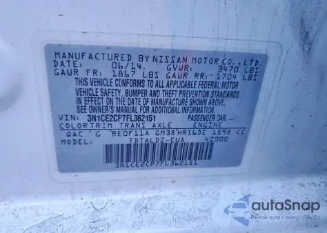 2015 Nissan Versa Note S from USA, damaged, VIN 3N1CE2CP7FL362151